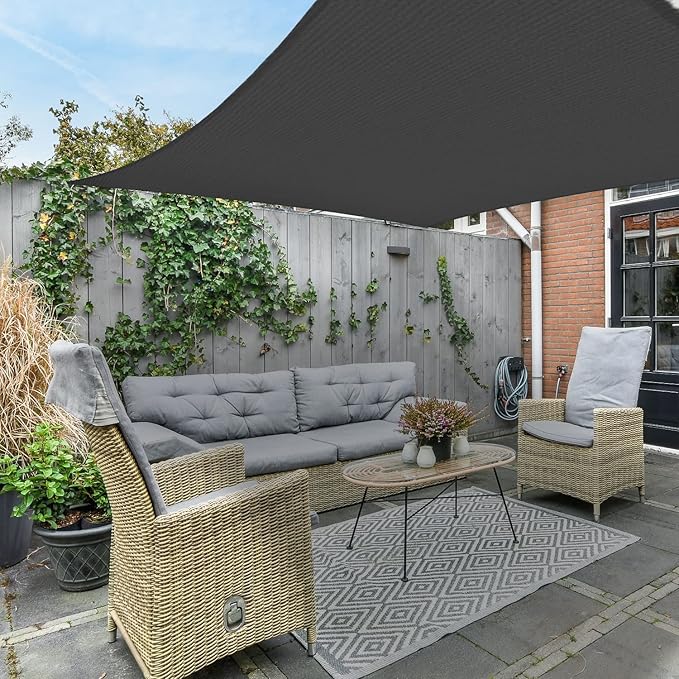 AsterOutdoor Sun Shade Sail Rectangle 10' x 10' UV Block Canopy - Image 8