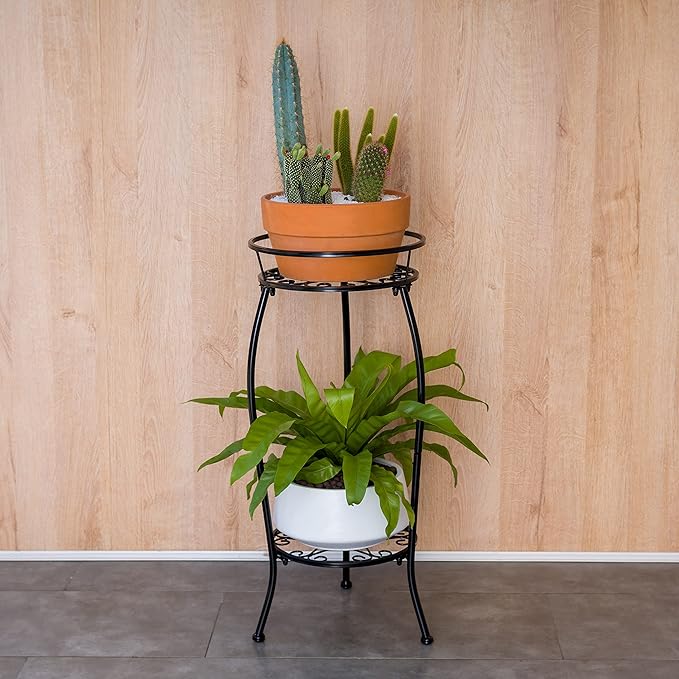 FaithLand 2 Pack Metal Plant Stands, Tall Planter Holder Indoor Outdoor - Image 2