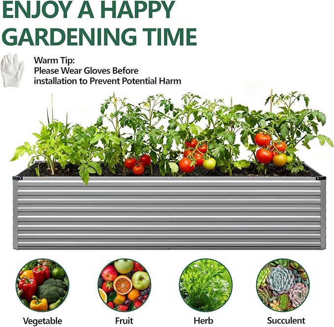 Vengarus 4x2x2FT Galvanized Raised Garden Bed Kit, Outdoor Metal Planter Box - Image 6