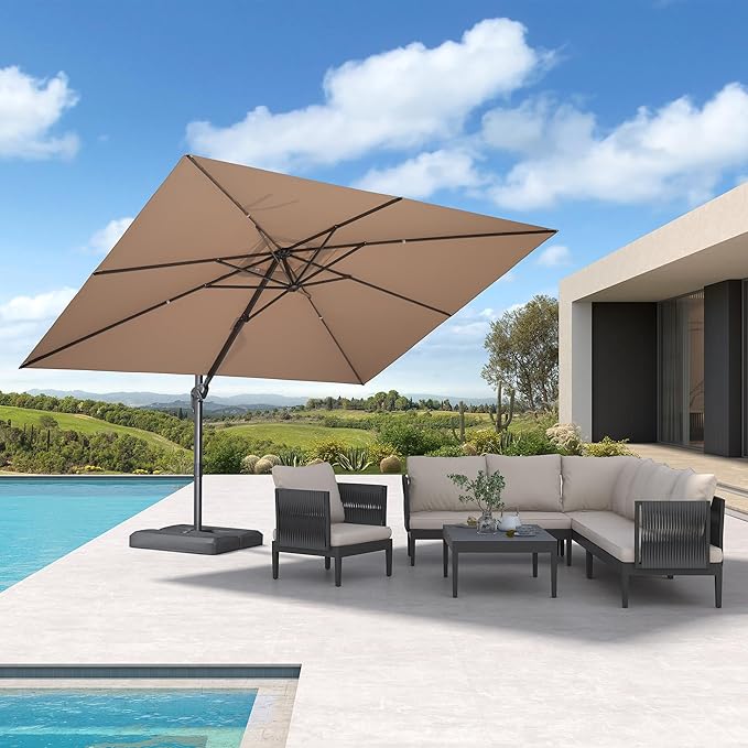 PURPLE LEAF Patio Umbrella 9' X 11.5' Rectangle Cantilever Umbrella Large - Image 2