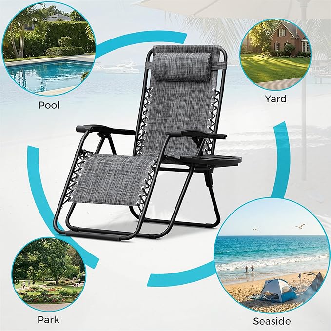 Homall Zero Gravity Chair Patio Folding Lawn Outdoor Lounge Reclining Chair - Image 7