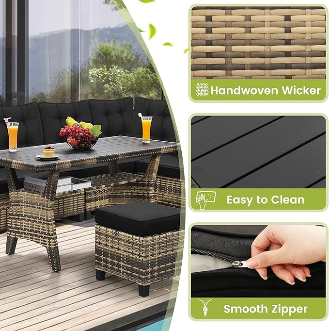 6-Piece Patio Furniture Set, Outdoor Sectional Sofa - Image 2