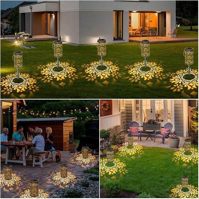 4 Pack Solar Pathway Lights Lights Outdoor, LED Solar Lantern Bright Metal - Image 4