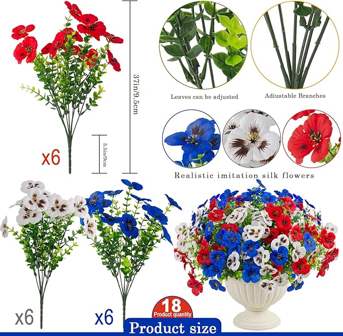 36 Pcs Artificial Fake Pansy Flowers - Image 2