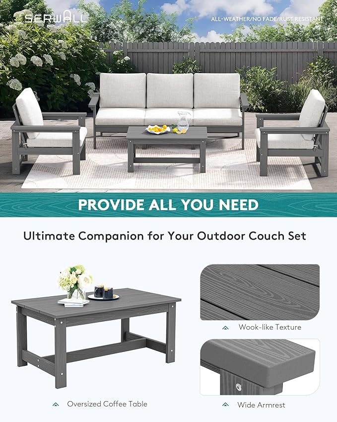 SERWALL HDPE Patio Conversation Set, 6-piece Sectional Outdoor Furniture Set - Image 7