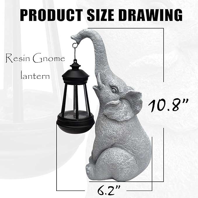 Elephant Solar Garden Statues, Resin Elephant Figurine Decorations - Image 2