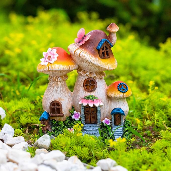 Solar Garden Statue Lights Mushroom Mothers Day Decorations Fairy House - Image 4