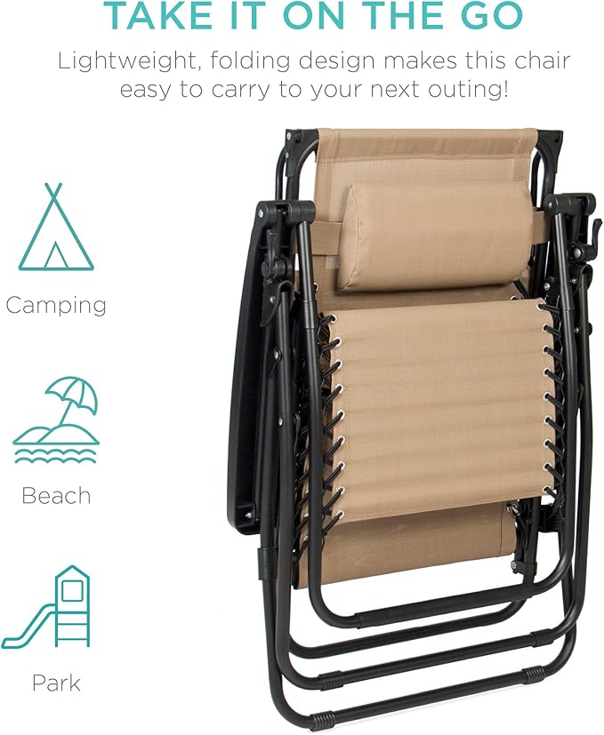 Best Choice Products Folding Zero Gravity Outdoor Recliner Patio Lounge Chair - Image 8