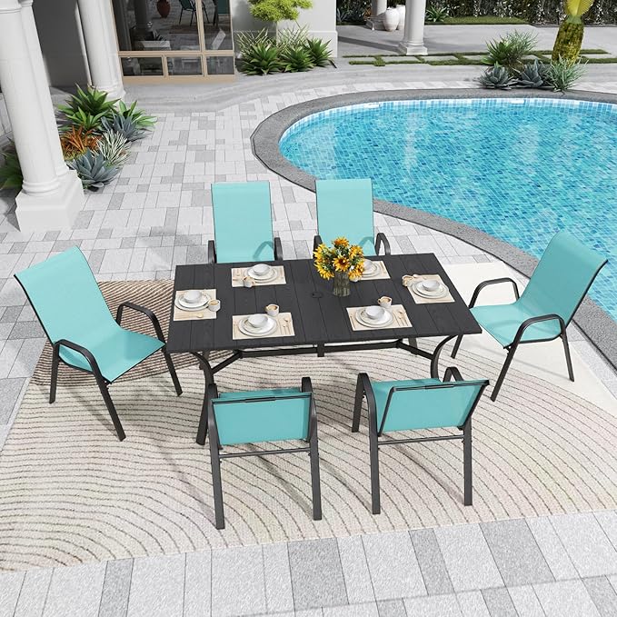 Patio Chairs Set of 4, Stackable Outdoor Dining Chairs - Image 4