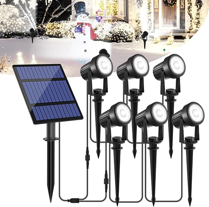 T-SUNUS Christmas Solar Garden Spotlight Outdoor 6-in-1 White Landscape Spot by T-SUNUSLighting