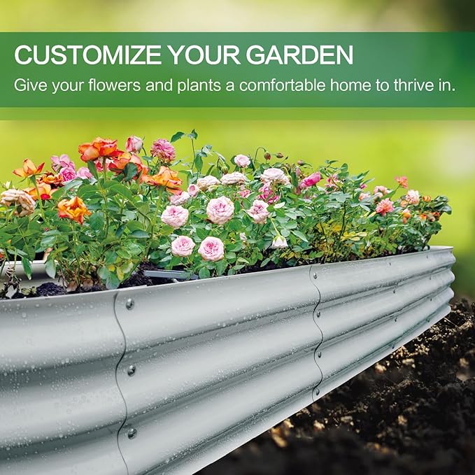 Gardmax Galvanized Raised Garden Bed, Lightweight Planter Boxes Outdoor - Image 3