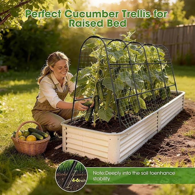 Cucumber Trellis for Raised Bed, U-Shape Garden Trellis for Climbing Plants - Image 3