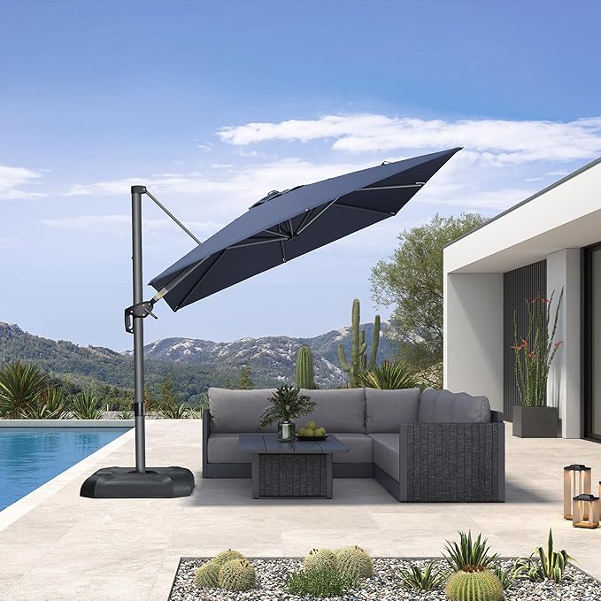 PURPLE LEAF 8 Feet Patio Umbrella Outdoor Cantilever Square Umbrella Aluminum - Image 3