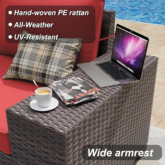 ALAULM 6 Pieces Patio Furniture Set, Oversized Seat/Armrest and High Back - Image 4