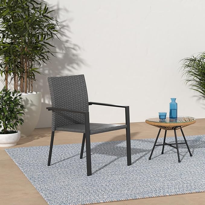 Best Choice Products Set of 2 Stackable Outdoor Wicker Dining Chairs - Image 2