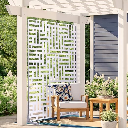 VEVOR Metal Privacy Screen, Freestanding Outdoor Divider - Image 8