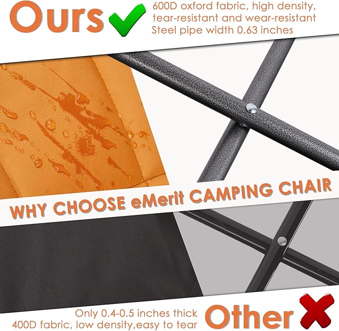 EMERIT Oversized Double Duo Camping Chair Folding Camping Loveseat 2 Person - Image 5