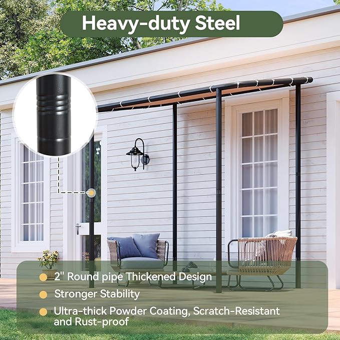Aoxun 8x5 Lean to Gazebo Outdoor Pergola - Image 5
