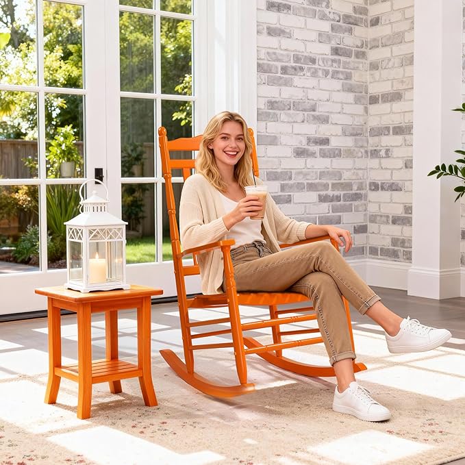 VINGLI Wooden Rocking Chair, Outdoor Chair - Image 7
