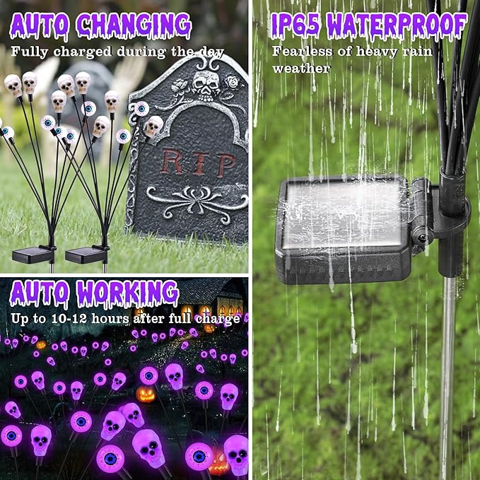 Solar Lights Outdoor, Halloween Decorations Outdoor, Scary Eyeball Lights - Image 4