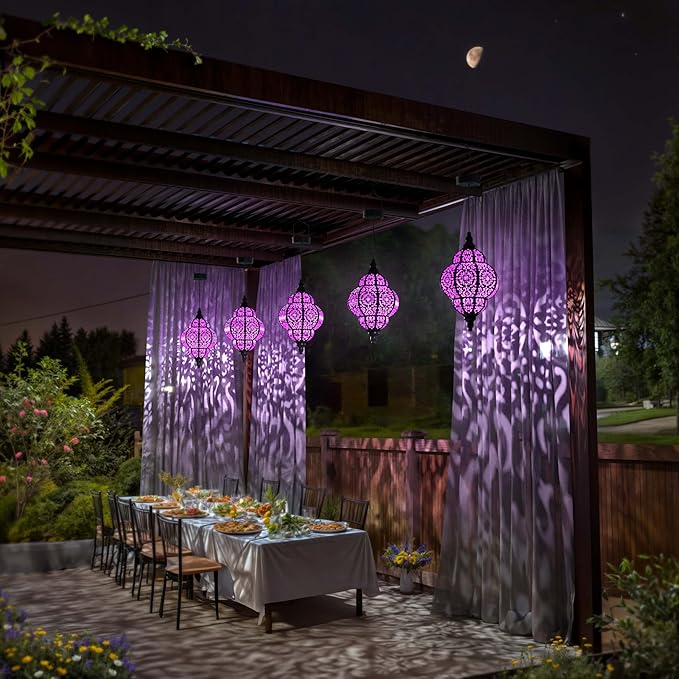 Hanging Solar Lights Outdoor Garden Decor Solar Lantern Waterproof Plastic - Image 5