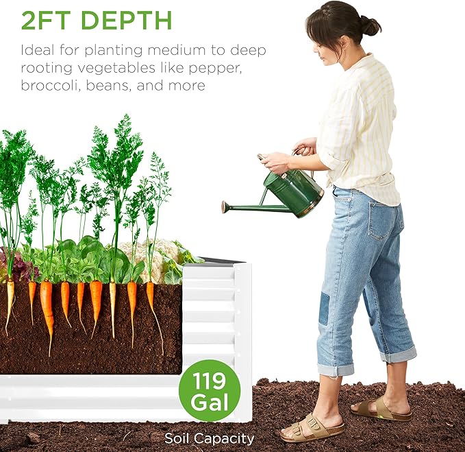 Best Choice Products 4x2x2ft Outdoor Metal Raised Garden Bed, Deep Root Box - Image 4