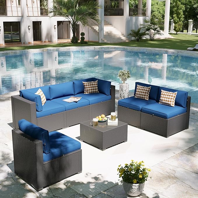 Aoxun Patio Furniture Set, 7 Piece Outdoor Sectional Sofas - Image 5