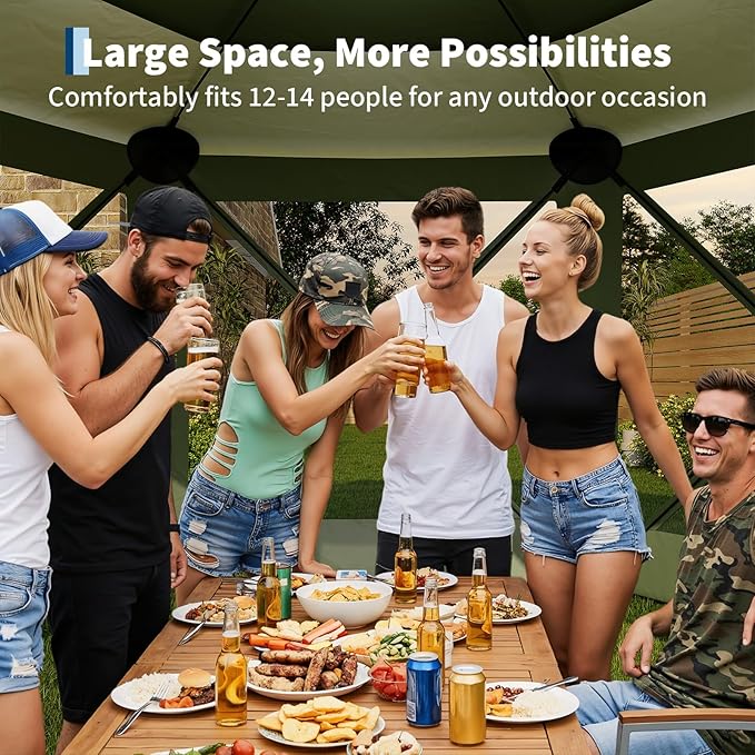 13x13FT 6-Sided Pop Up Gazebo Tent，One-Push Setup Canopy Tent - Image 5
