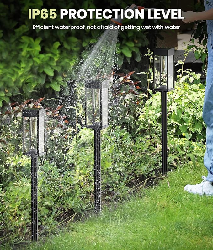 8 Pack Bright Solar Pathway Lights Outdoor, IP65 Waterproof Auto On/Off Solar - Image 4