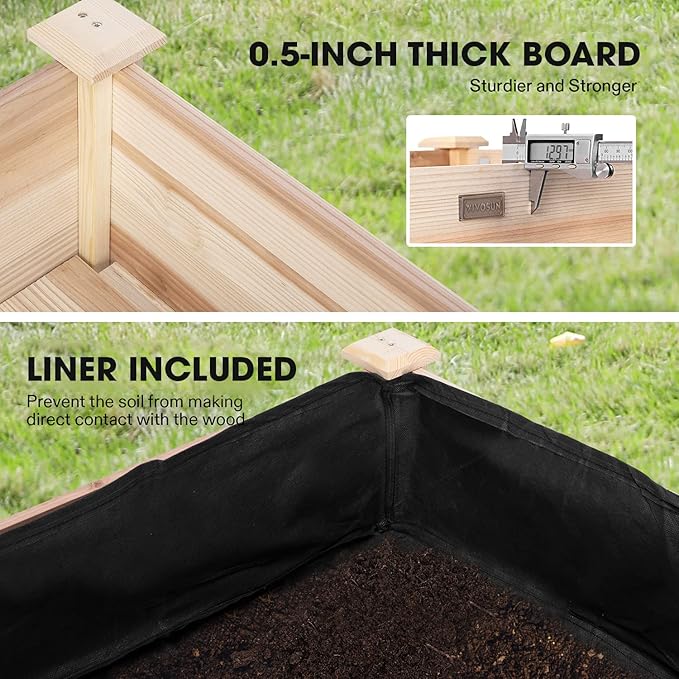 VIVOSUN Elevated Wooden Raised Garden Bed, Mobile Outdoor Planter Box - Image 5