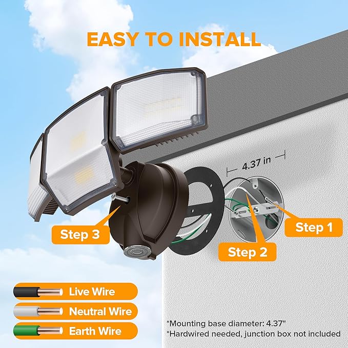 LUTEC 80W Dusk to Dawn Flood Lights Outdoor, 9000LM Super Bright LED Security - Image 8