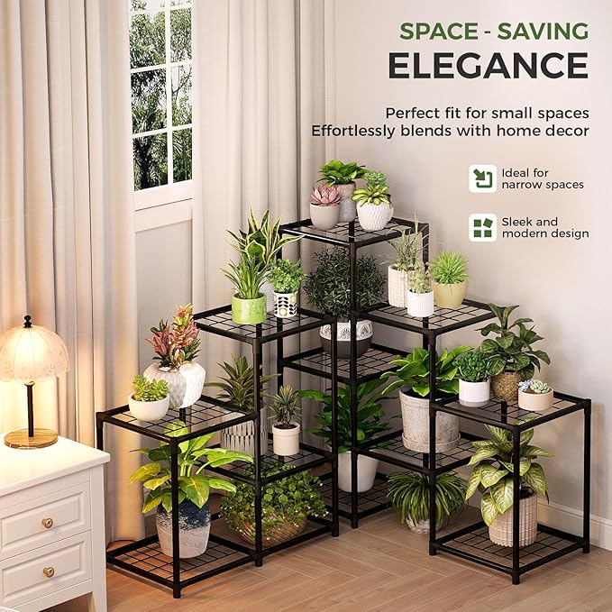 Bamworld Corner Plant Stand Indoor Metal Plant Shelf 5-Tier 11 Potted Flower - Image 5