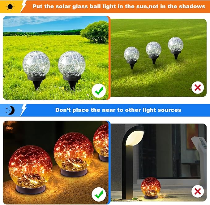 Solar Globe Lights Outdoor Waterproof-Solar Balls-Solar Garden Lights-Orbs - Image 3