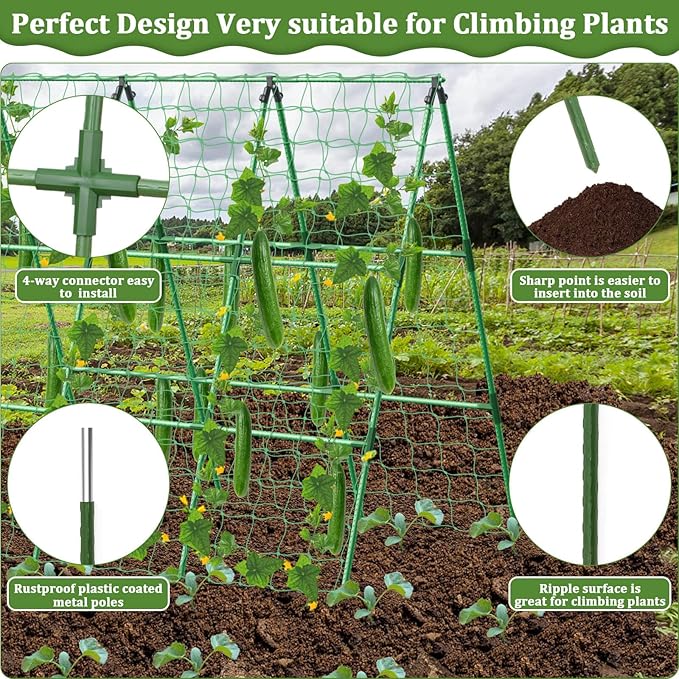 Cucumber Trellis for Raised Bed, 50x 54 inch A-Frame Garden Trellis for - Image 3