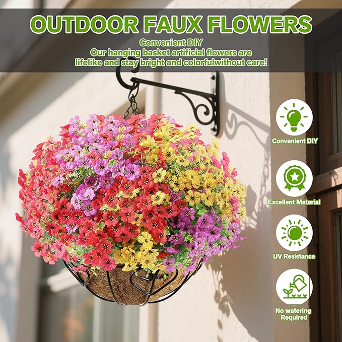 Artificial Flowers for Outdoor, Silk Flowers No Fade Fake Plastic Flowers Faux - Image 2