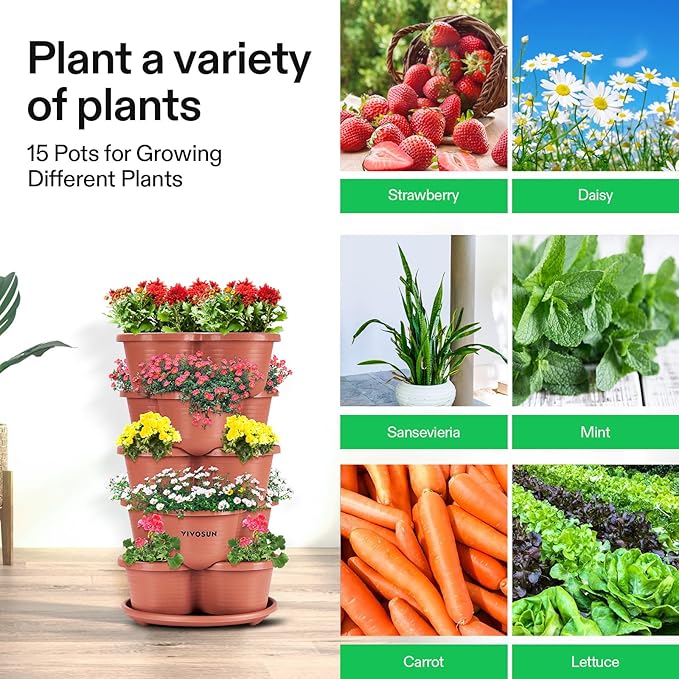 VIVOSUN 5 Tier Vertical Gardening Stackable Planter - Image 7