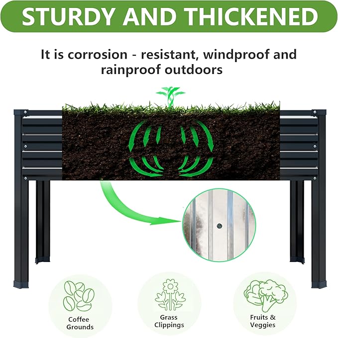 48×24×30in Galvanized Raised Garden Bed, Metal Elevated Planter Box - Image 2