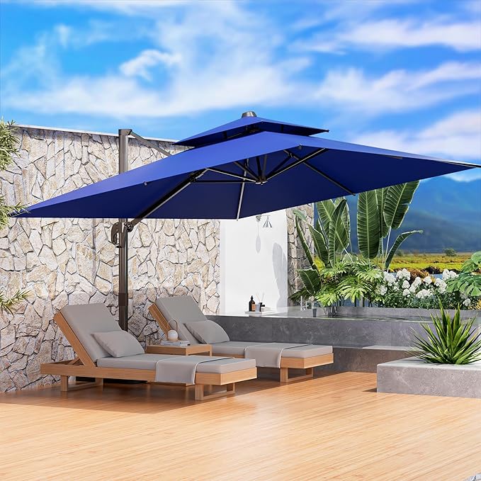9' X 12' Cantilever Outdoor Patio Umbrellas Double Top Large Rectangle Umbrella - Image 7