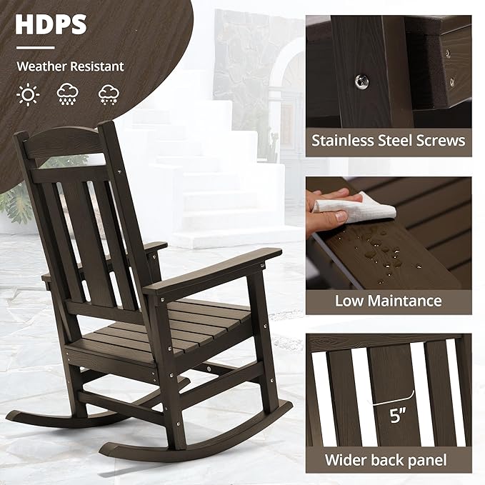 LUE BONA Outdoor Rocking Chairs Set, Poly Porch Rockers - Image 5