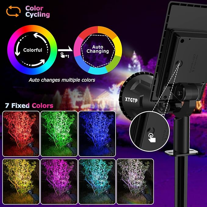 Solar Color Spot Lights Outdoor, 21 LEDs Color Changing Outdoor Lights - Image 3