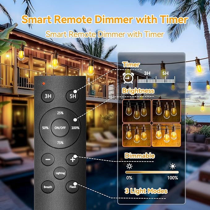 Outdoor String Lights Patio LED Light Outside - 30M 28+2 S14 LED - Image 4