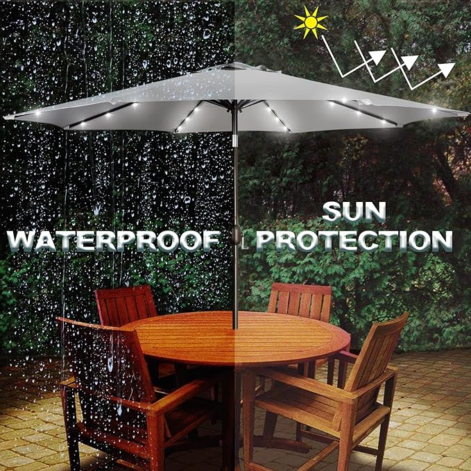 Blissun 9 ft Solar Umbrella, Patio Umbrella - Image 5