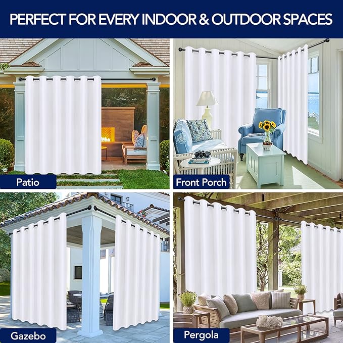 PureFit Outdoor Curtains for Patio Waterproof Weatherproof, UV and Fade - Image 5