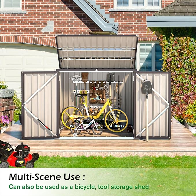 AECOJOY Outdoor Trash Can Storage, 46 Cu.Ft Outdoor Garbage Can Storage Shed - Image 5
