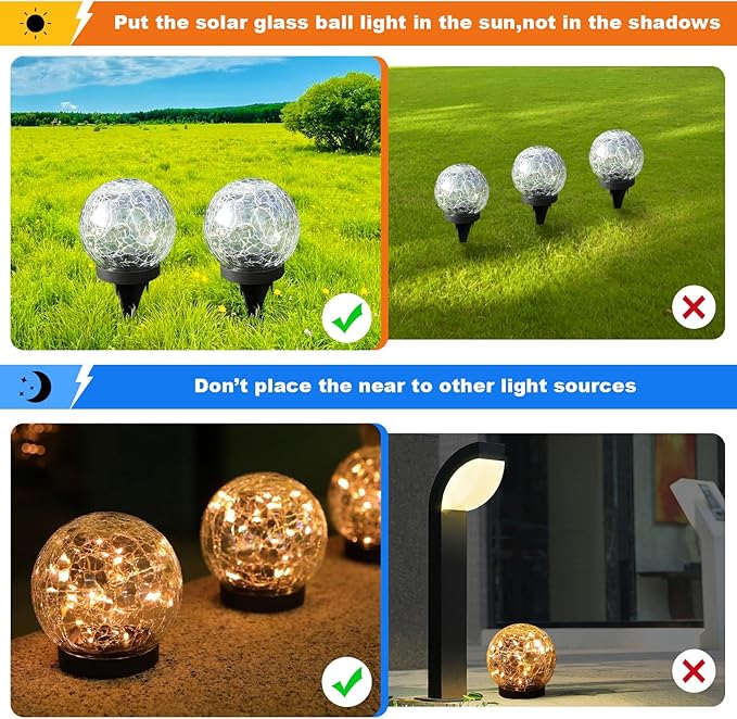 Solar Globe Lights Outdoor Waterproof-Solar Balls-Solar Garden Lights-Orbs - Image 5