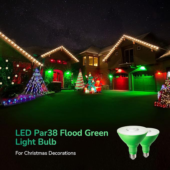 EDISHINE St.Patrick's Day/Easter Decorations PAR38 Green LED Flood Light Bulbs - Image 2