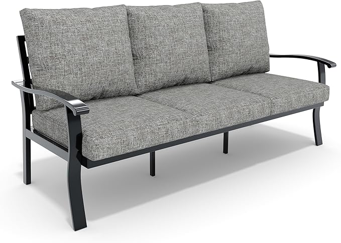 HOMREST Outdoor Couch Aluminum Patio Furniture Sofa, 3-Seat All-Weather Metal by HOMREST
