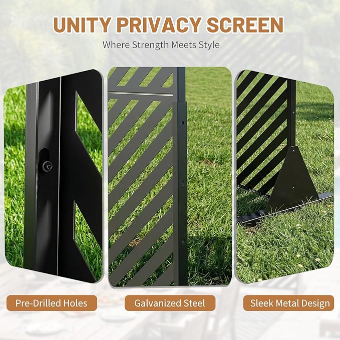 VINGLI Privacy Fence Panels, 72H’’ x 47W’’ Metal Privacy Screen Freestanding - Image 4