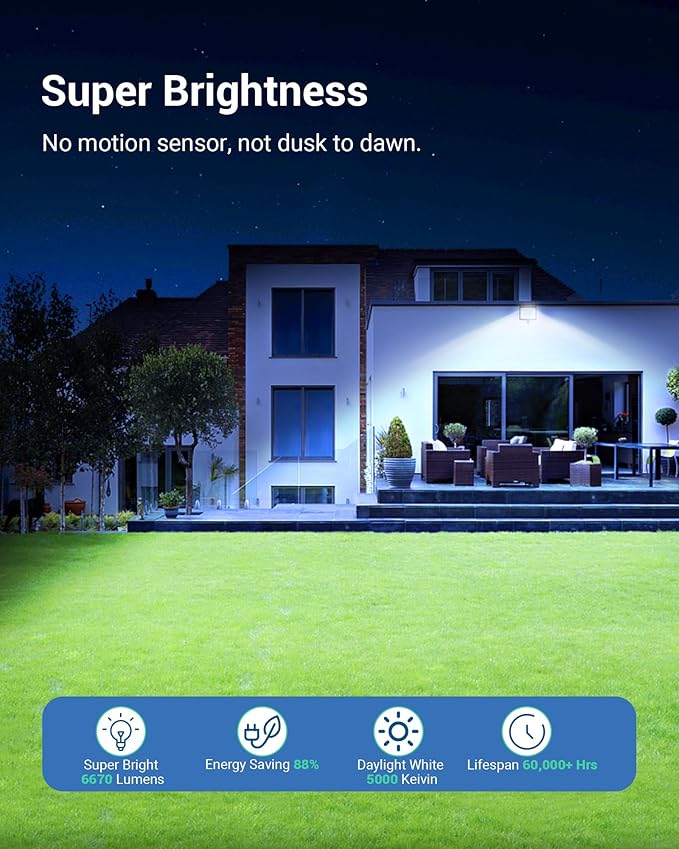 DEWENWILS 2-Pack 65W LED Flood Light Outdoor, 6670 LM Super Bright Security - Image 2