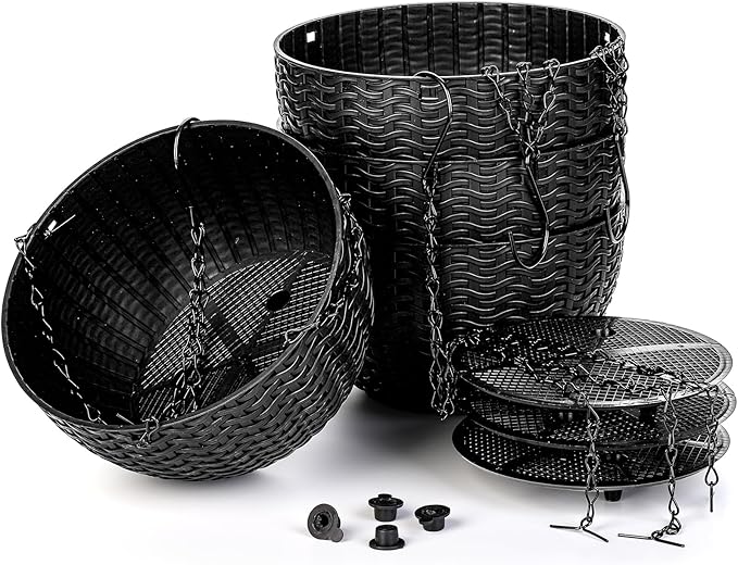 Foraineam 4 Pack Black Hanging Planters, 8.2 inch Hanging Flower Basket Planter - Image 8
